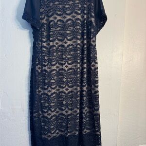 R & M Richards Blue Sheath Midi Dress Scoop Neck pre-owned